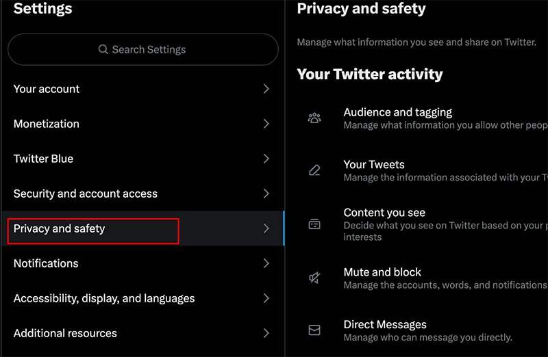 Make Twitter account to private by mobile